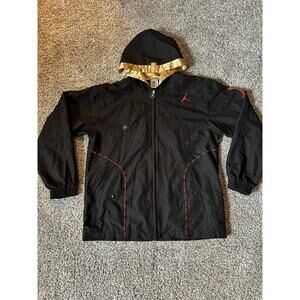 Air Jordan Windbreaker Full Zip Black Jacket Jumpman Tag Boxer Gold Hood Women L